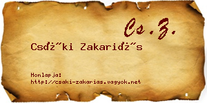 Csáki Zakariás névjegykártya
